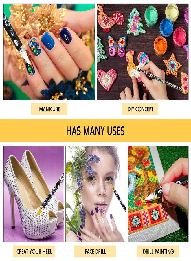 Maitys 20 Pcs Rhinestone Picker Pen Set, 16 Yellow and White Self Adhesive Nail Dotting Wax Pen with 4 Triangular Bead Separator, Crystal Pick up Tools for Nail Art Diamond Painting - Image 4